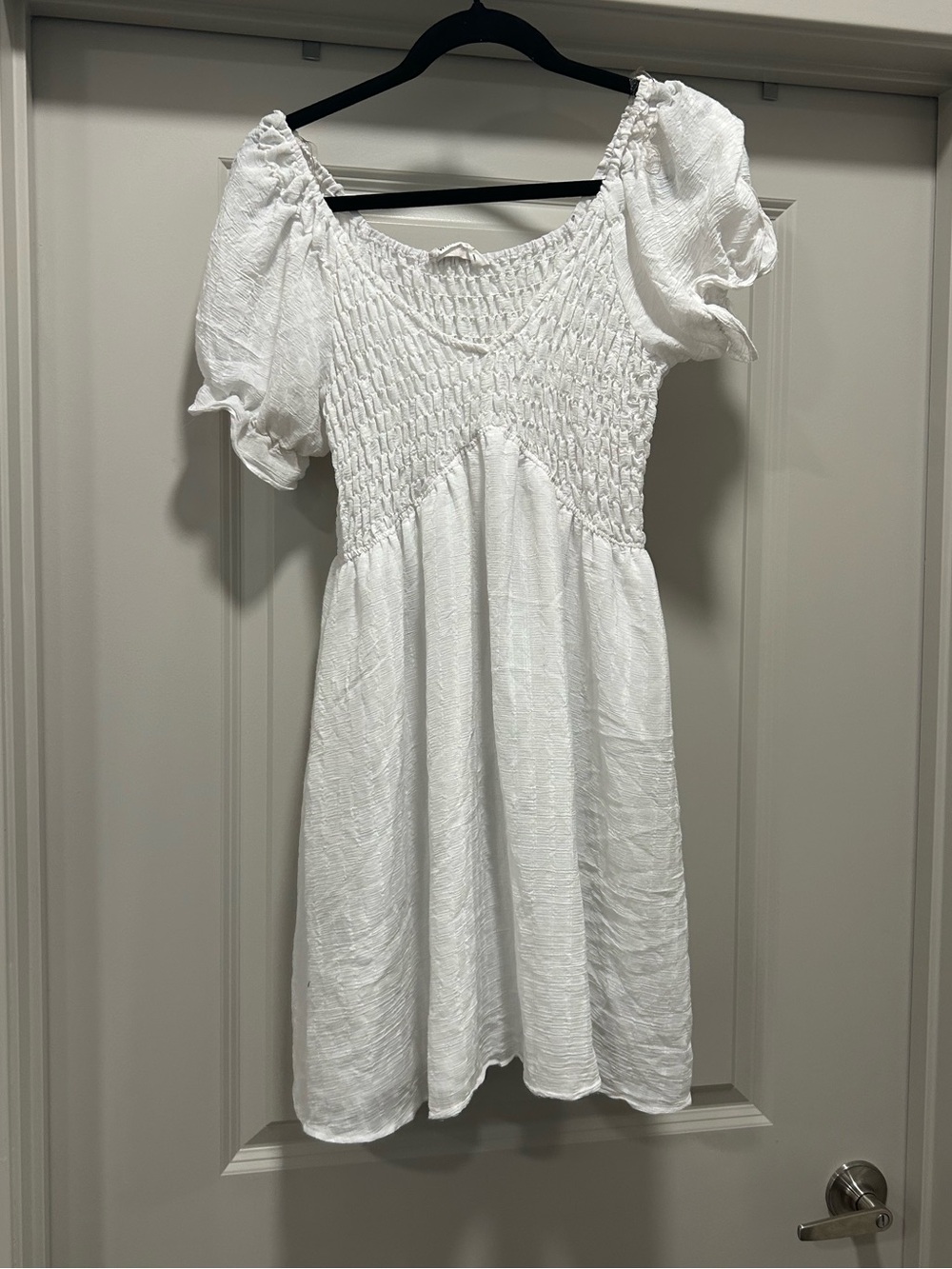 White lily White Smocked Puff Sleeve Sundress - Women's Dress